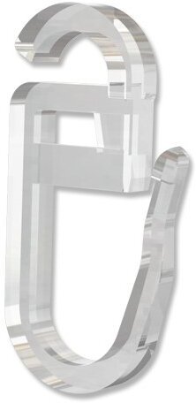 Faltenhaken / Überklipshaken mit Faltenlegehaken, Kunststoff Glasklar mit Flachöse für Gardinenstangen-Ringe (10 Stück) 