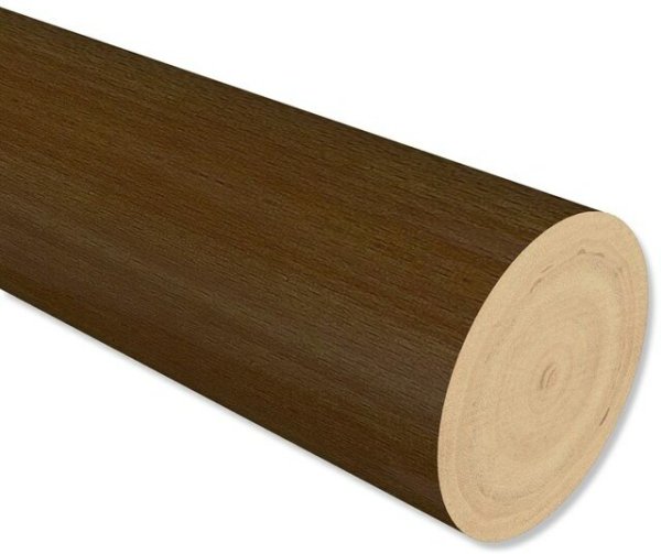 Holzstange in Nussbaum lackiert für Gardinenstangen 28 mm Ø 160 cm