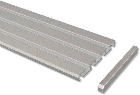 / SLIMLINE 4-läufig cm 3- Aluminium 100 Silbergrau Gardinenschiene
