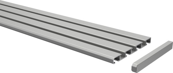 Gardinenschiene Aluminium 3- / 4-läufig SLIMLINE Silbergrau 540 cm (3 x 180 cm)