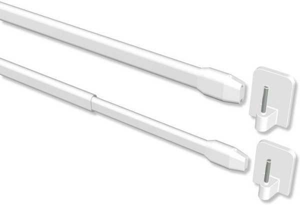 Vitragestangen mit Klebehaken Metall / Kunststoff Geno Weiß (2 Stück) ausziehbar 60-100 cm