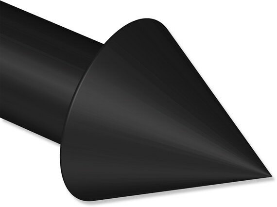 (Kegel) (2 Schwarz Endstücke für Gardinenstangen mm 16/13 Ø Cone Stück) ausziehbar