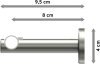 Gardinenstange Metall 16 mm Ø MEDIUM - Scarano Schwarz / Edelstahl-Optik 100 cm