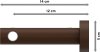 Gardinenstange Metall / Holz 16 mm Ø ADRIAN - Pin Silbergrau / Nussbaum lackiert 600 cm (3 x 200 cm)