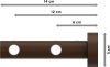 Gardinenstange Metall / Holz 16 mm Ø 2-läufig ADRIAN - Pin Schwarz / Nussbaum lackiert 160 cm