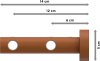Gardinenstange Metall / Holz 16 mm Ø 2-läufig ADRIAN - Pin Silbergrau / Kirschbaum lackiert 200 cm