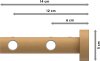 Gardinenstange Metall / Holz 16 mm Ø 2-läufig ADRIAN - Pin Edelstahl-Optik / Buche lackiert 100 cm