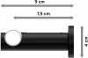 Gardinenstange Metall 20 mm Ø PLATON - Bento Edelstahl-Optik / Schwarz 400 cm (2 x 200 cm)