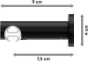 Innenlauf Gardinenstange Aluminium / Metall 20 mm Ø PLATON - Luino Edelstahl-Optik / Schwarz 100 cm