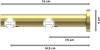 Innenlauf Gardinenstange Messing-Optik 20 mm Ø 2-läufig PLATON - Santo 540 cm (3 x 180 cm)