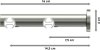 Innenlauf Gardinenstange Aluminium / Metall 20 mm Ø 2-läufig PLATON - Savio Schwarz / Edelstahl-Optik 100 cm