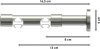 Innenlauf Gardinenstange Aluminium / Metall 20 mm Ø 2-läufig PRESTIGE - Tanara Schwarz / Edelstahl-Optik 100 cm