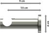 Träger Platon Edelstahl-Optik 1-läufig 7,5 cm für Gardinenstangen 20 mm Ø 