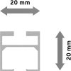Innenlaufprofil in Satin-Silber für Innenlaufstangen 20x20 mm 240 cm