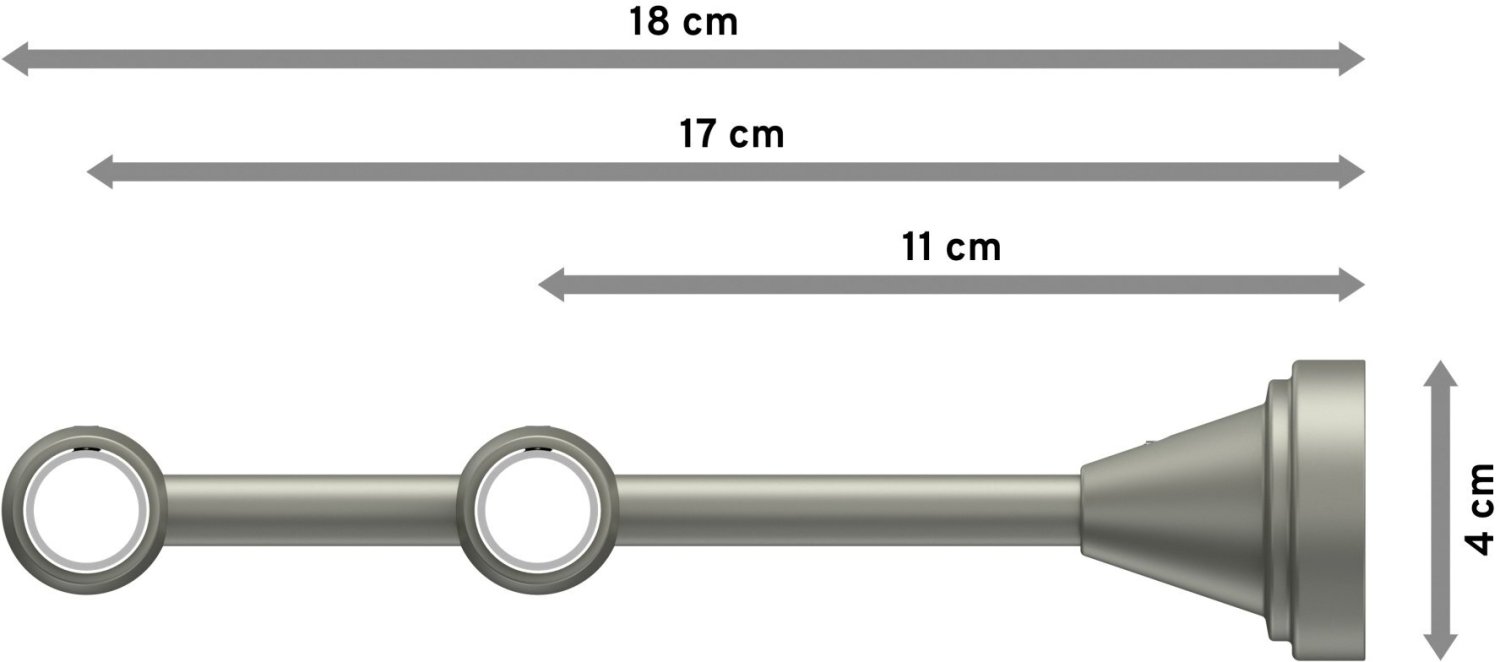 Gardinenstange Metall 16 mm Ø Allegra cm 2-läufig 100 matt Chrom - PRIMUS