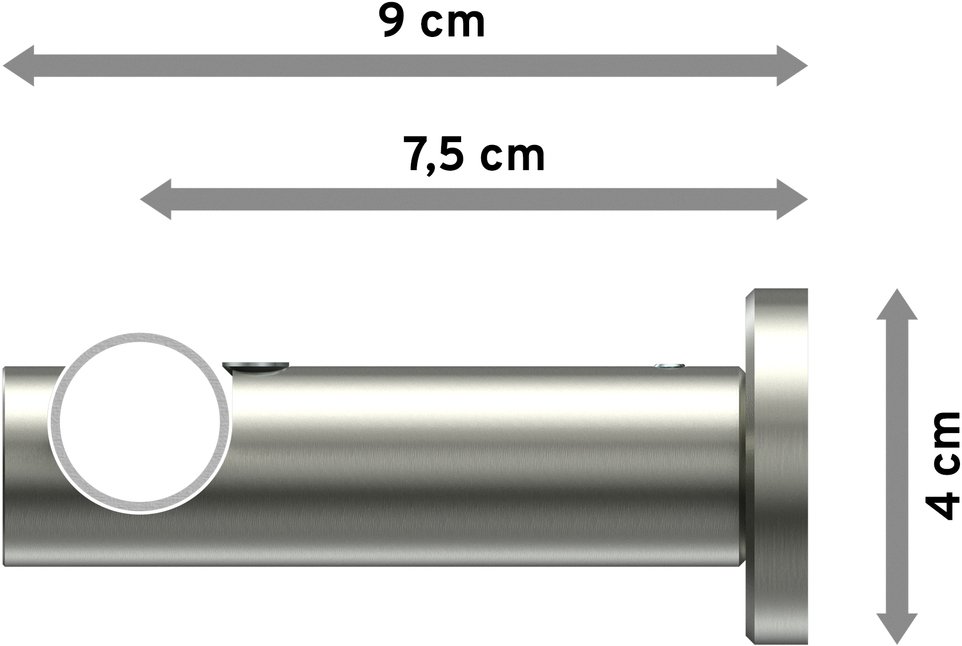Gardinenstange PLATON Edelstahl-Optik 20 cm - Ø Santo 100 mm