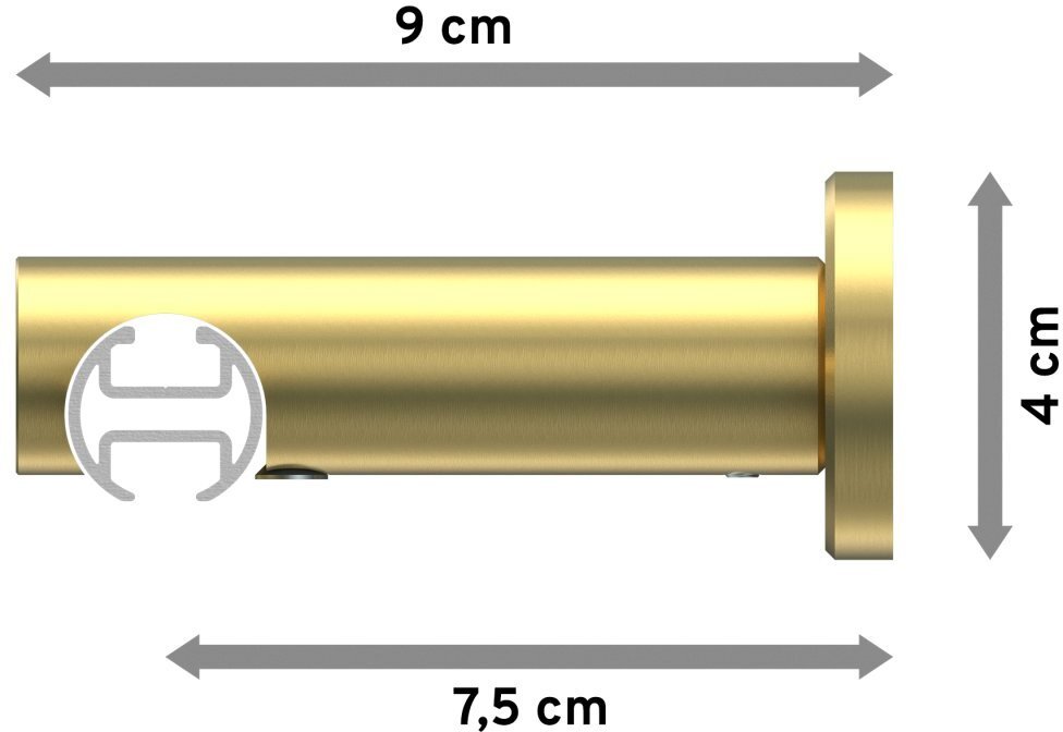 Innenlauf Gardinenstange Messing-Optik 20 mm - cm Ø PLATON 100 Luino