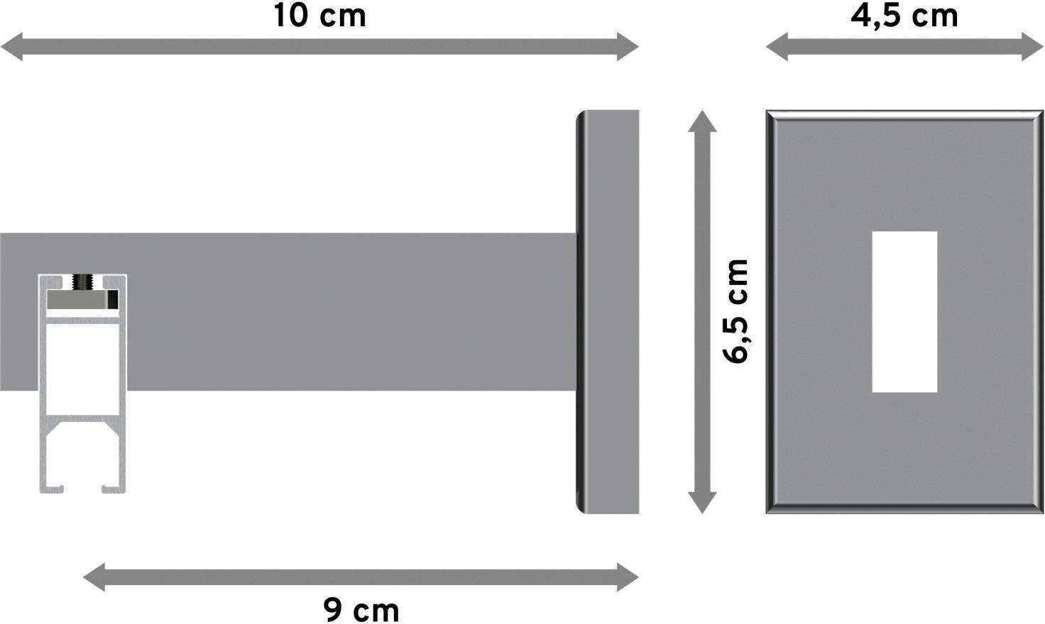 Innenlauf Gardinenstange Aluminium / Metall Lox Weiß 14x35 mm SMARTLINE eckig - cm / Chrom 100