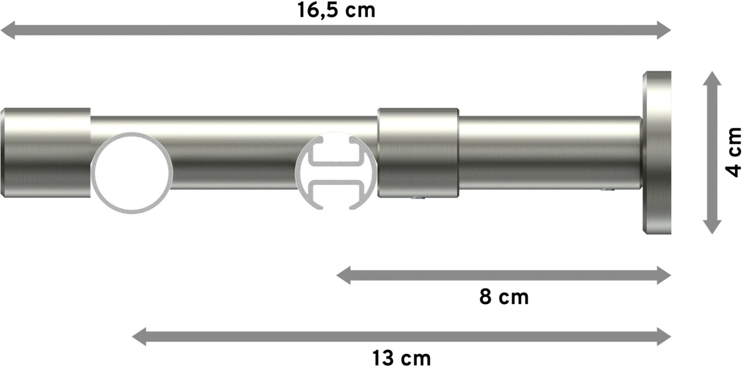 Rundrohr-Innenlauf Gardinenstange 100 Ø 20 - cm PRESTIGE 2-läufig Edelstahl-Optik mm Samanto