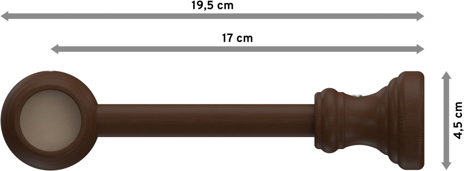 Gardinenstange Rondo - Ø lackiert 100 Holz cm mm 28 Nussbaum CLASSIC