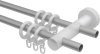 Gardinenstange Metall / Holz 16 mm Ø 2-läufig ADRIAN - Geo Silbergrau / Buche lackiert 200 cm