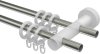 Gardinenstange Metall / Holz 16 mm Ø 2-läufig ADRIAN - Pin Edelstahl-Optik / Buche lackiert 100 cm