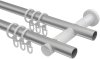 Gardinenstange Metall 20 mm Ø 2-läufig PLATON - Savio Silbergrau / Weiß 100 cm