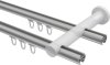 Innenlauf Gardinenstange Aluminium / Metall 20 mm Ø 2-läufig PLATON - Sitra Silbergrau / Weiß 100 cm