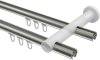 Innenlauf Gardinenstange Aluminium / Metall 20 mm Ø 2-läufig PLATON - Savio Edelstahl-Optik / Weiß 100 cm