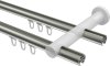 Innenlauf Gardinenstange Aluminium / Metall 20 mm Ø 2-läufig PLATON - Elanto Edelstahl-Optik / Weiß 100 cm