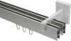 Innenlauf Gardinenstange Aluminium / Metall eckig 14x35 mm 2-läufig SMARTLINE - Paxo Edelstahl-Optik / Weiß 100 cm