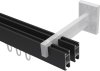 Innenlauf Gardinenstange Aluminium / Metall eckig 14x35 mm 2-läufig SMARTLINE - Conex Schwarz / Edelstahl-Optik (WA lang) 100 cm