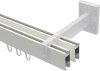 Innenlauf Gardinenstange Aluminium / Metall eckig 14x35 mm 2-läufig SMARTLINE - Conex Weiß / Edelstahl-Optik (WA lang) 100 cm