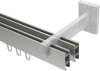 Innenlauf Gardinenstange Aluminium / Metall eckig 14x35 mm 2-läufig SMARTLINE - Conex Edelstahl-Optik / Chrom (WA lang) 100 cm