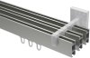 Innenlauf Gardinenstange Aluminium / Metall eckig 14x35 mm 3-läufig SMARTLINE - Lox Edelstahl-Optik / Schwarz 100 cm