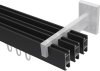 Innenlauf Gardinenstange Aluminium / Metall eckig 14x35 mm 3-läufig SMARTLINE - Lox Schwarz / Edelstahl-Optik (WA lang) 100 cm