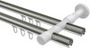 Innenlauf Gardinenstange Aluminium / Metall 20 mm Ø 2-läufig PRESTIGE - Zoena Edelstahl-Optik / Weiß 100 cm