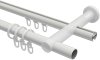 Rundrohr-Innenlauf Gardinenstange Aluminium / Metall 20 mm Ø 2-läufig PLATON - Sitra Weiß / Schwarz 100 cm