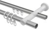 Rundrohr-Innenlauf Gardinenstange Aluminium / Metall 20 mm Ø 2-läufig PLATON - Zoena Silbergrau / Weiß 100 cm