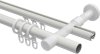 Rundrohr-Innenlauf Gardinenstange Aluminium / Metall 20 mm Ø 2-läufig PRESTIGE - Samanto Weiß / Edelstahl-Optik 100 cm