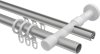 Rundrohr-Innenlauf Gardinenstange Aluminium / Metall 20 mm Ø 2-läufig PRESTIGE - Savio Silbergrau / Weiß 100 cm