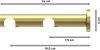 Träger Platon Messing-Optik 2-läufig 7,5 und 14,5 cm für Gardinenstangen 20 mm Ø 