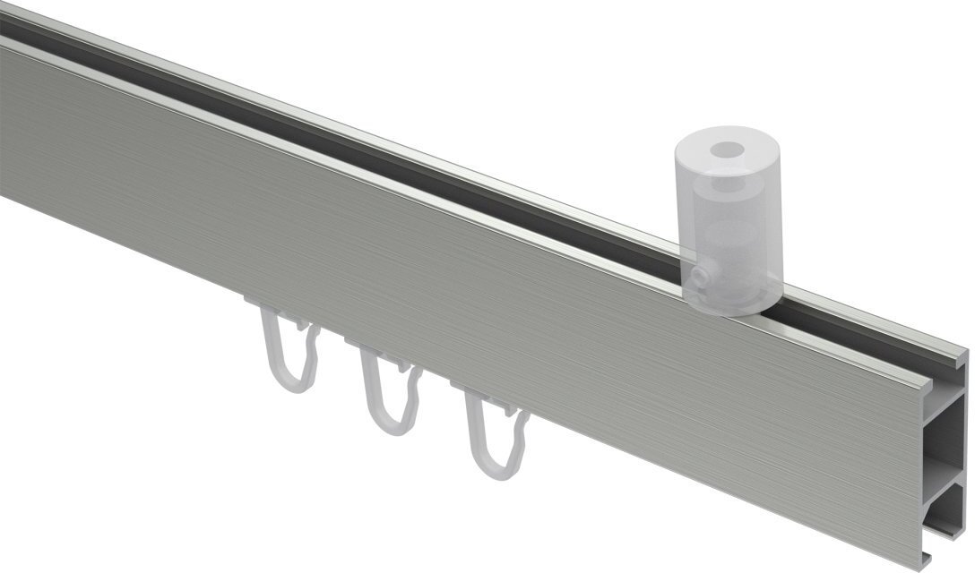 Innenlauf Gardinenstange Deckenmontage Aluminium / Edelstahl-Optik Lox mm SONIUS Metall / 100 eckig cm Weiß 14x35 